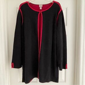 Chico's Annalise Trim Black Red Long Cardigan Sweater coat coatigan XL 3